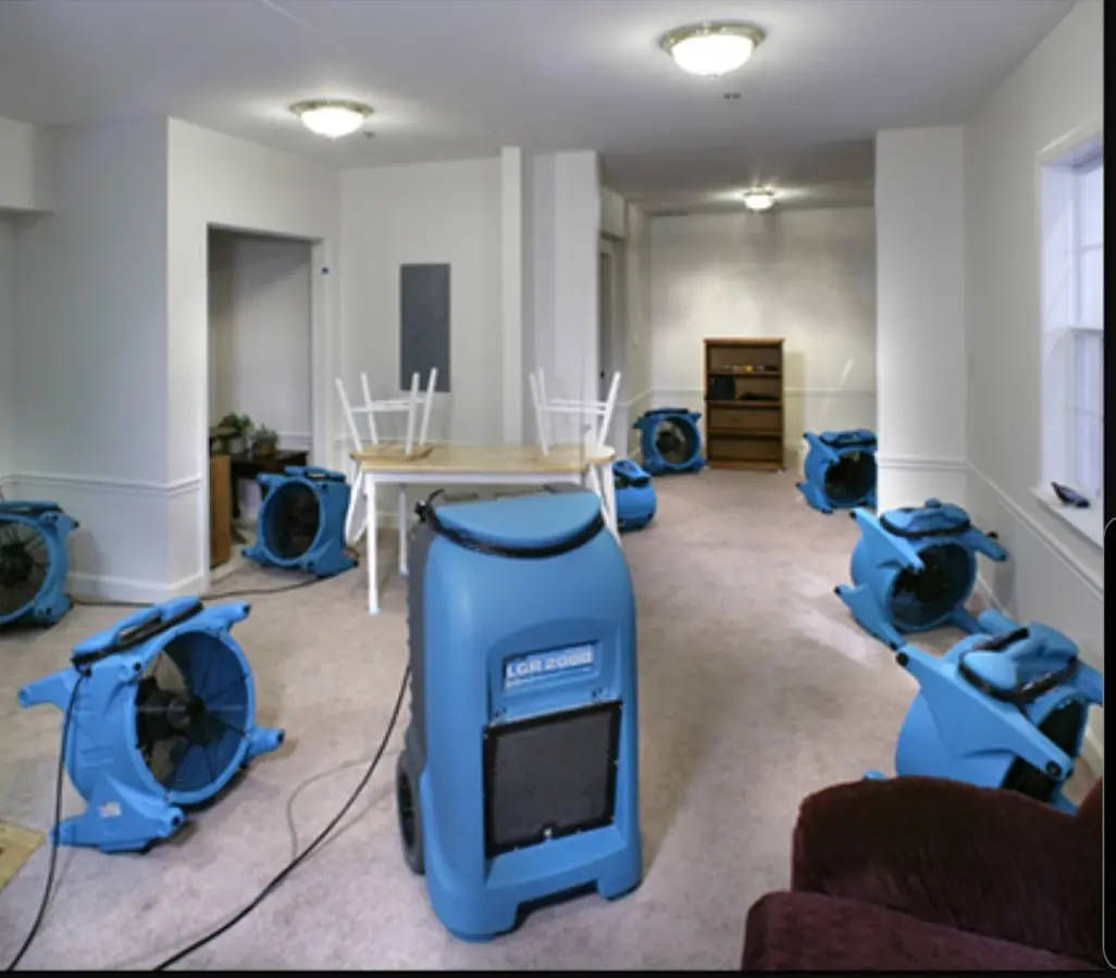 Air movers and dehumidifier setup for Water Damage Restoration in Opelika
